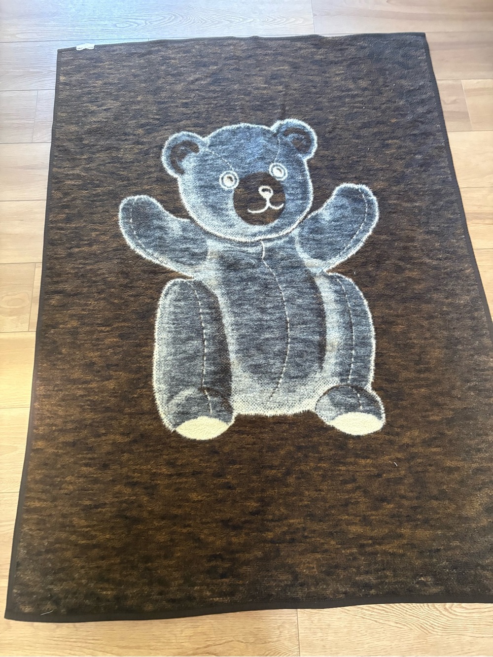 Vintage Biederlack Reversible Teddy Bear Throw Blanket 72”x53”